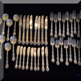 S01. 44-Piece Alvin sterling silver flatware set. &rdquo;French Scroll&rdquo; pattern. 